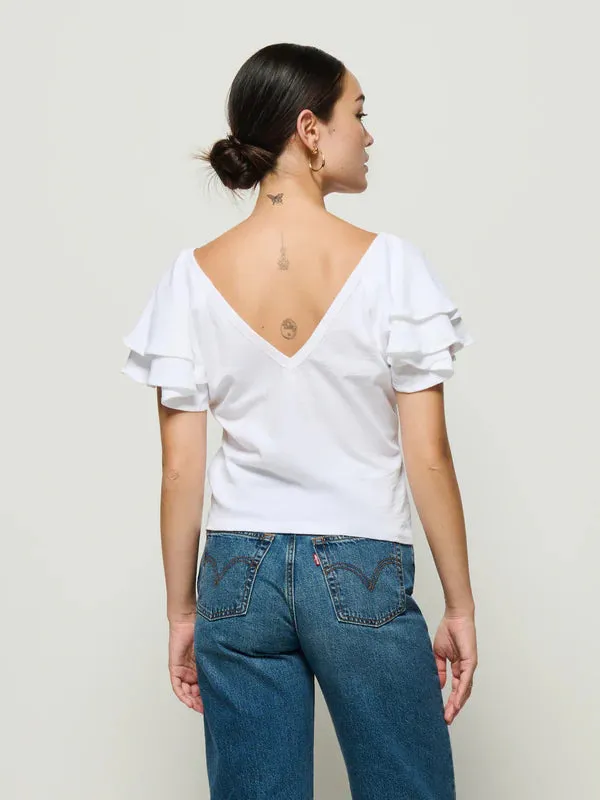 ButtonFront Garment Washed Softness Cadee V-Neck Top