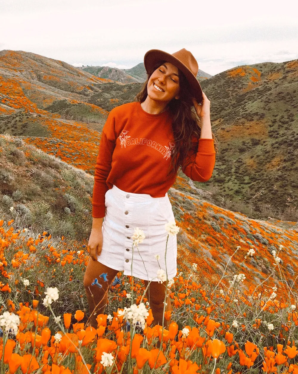 California Poppy Cropped Crewneck Sweatshirt