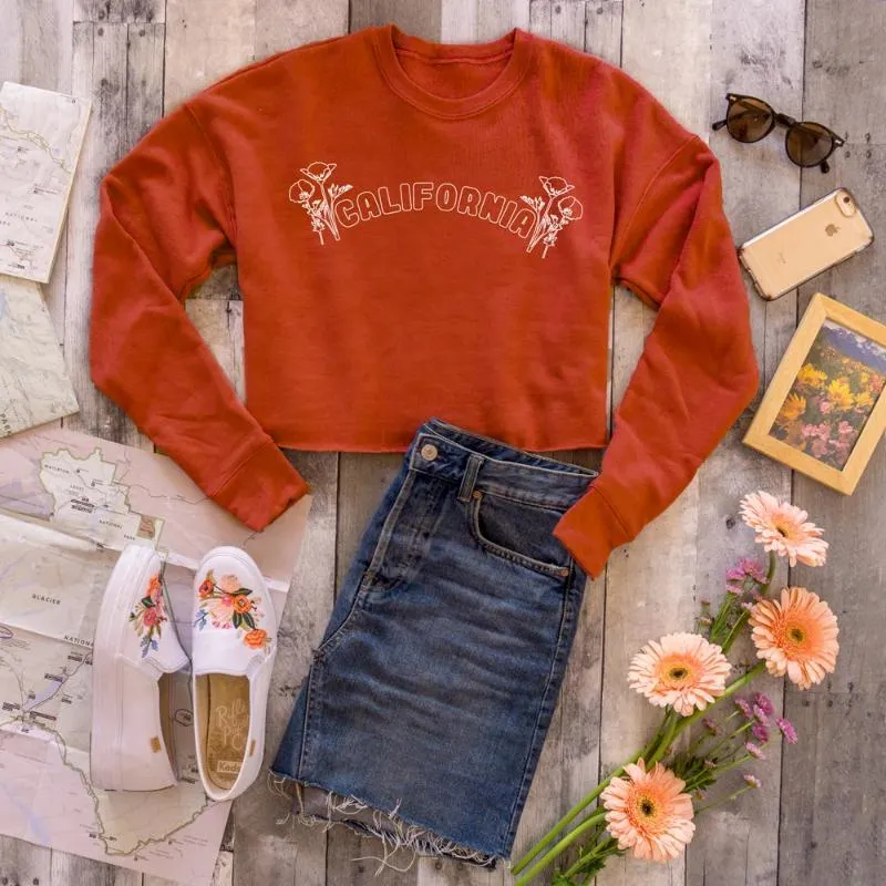 California Poppy Cropped Crewneck Sweatshirt