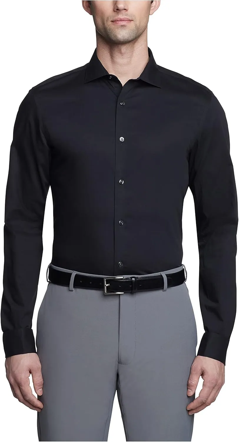 Calvin Klein Men's Dress Shirt Non Iron Herringbone Spread Collar