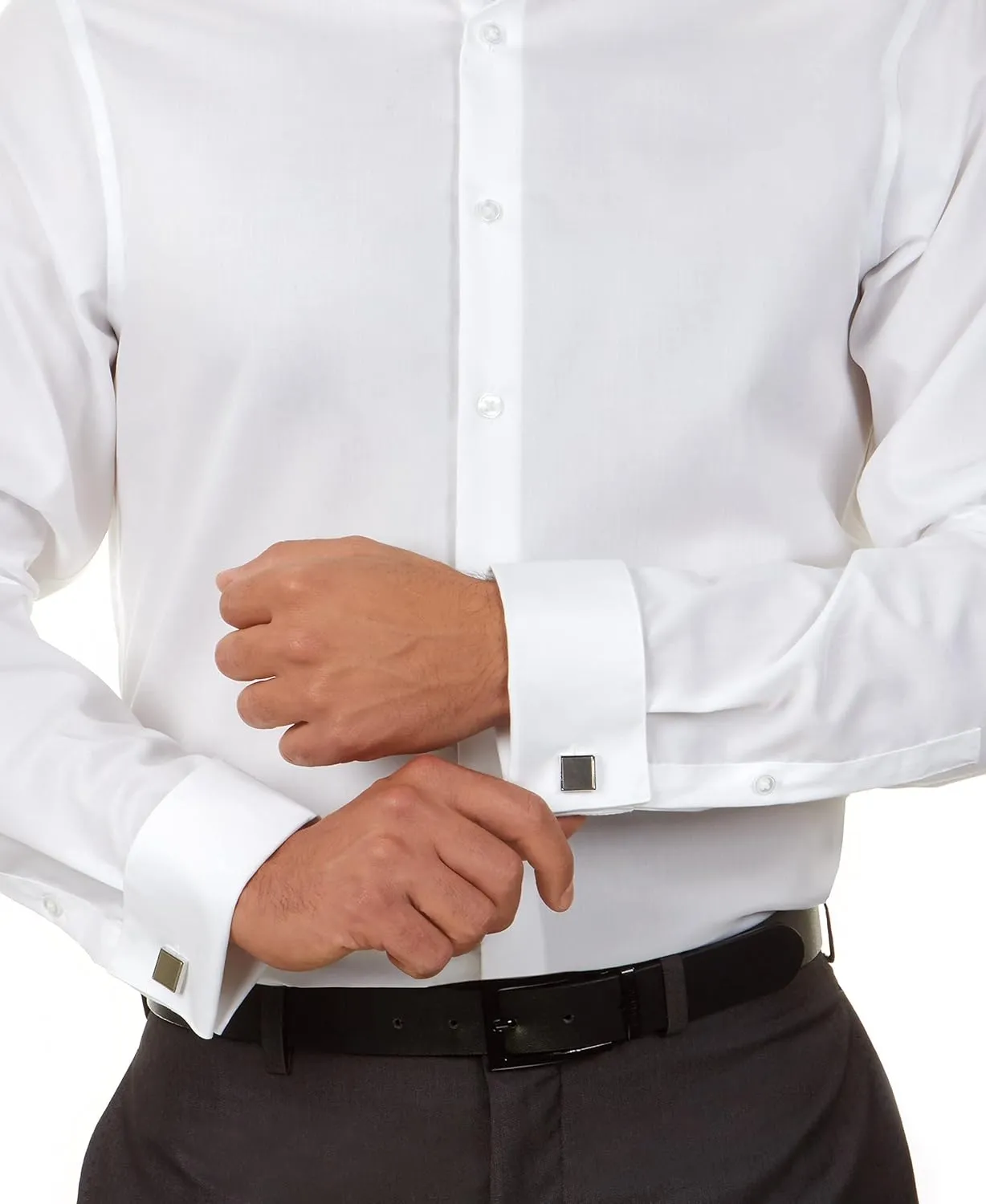 Calvin Klein Men's Dress Shirt Non Iron Herringbone Spread Collar