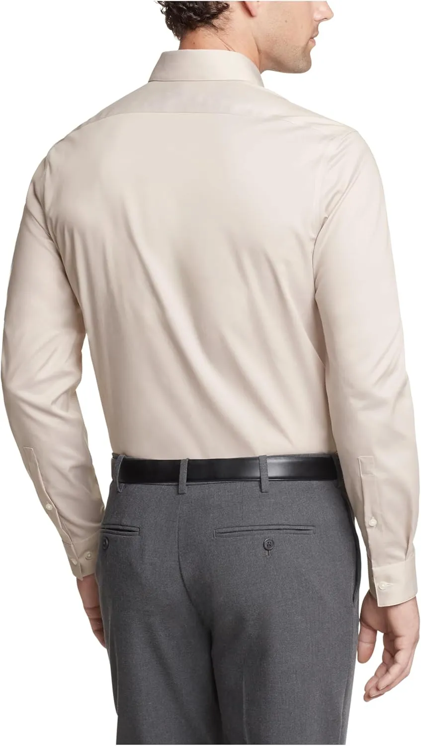 Calvin Klein Men's Dress Shirt Non Iron Herringbone Spread Collar