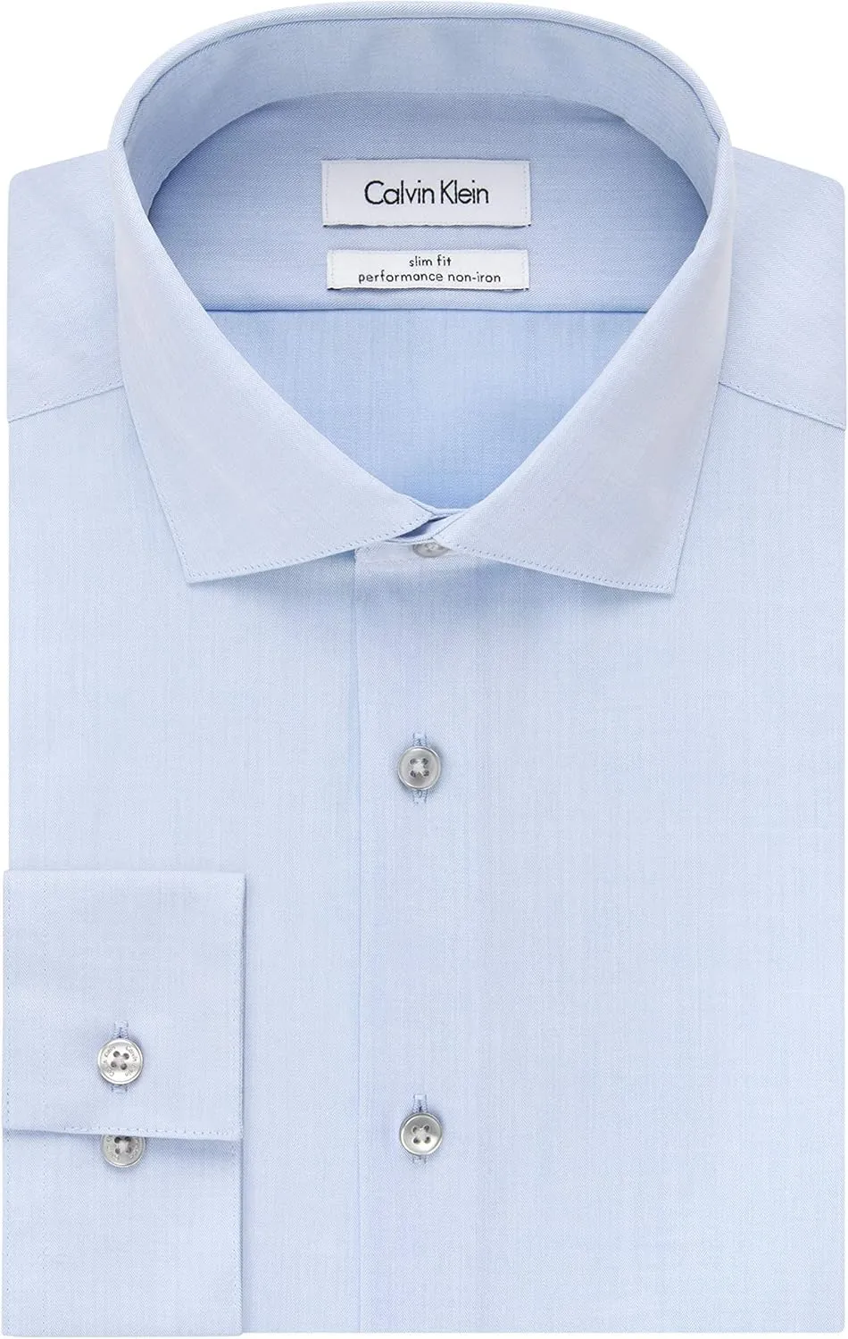 Calvin Klein Men's Dress Shirt Non Iron Herringbone Spread Collar