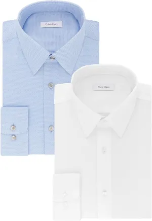 Calvin Klein Men's Dress Shirt Regular Fit Non Iron Stretch Solid