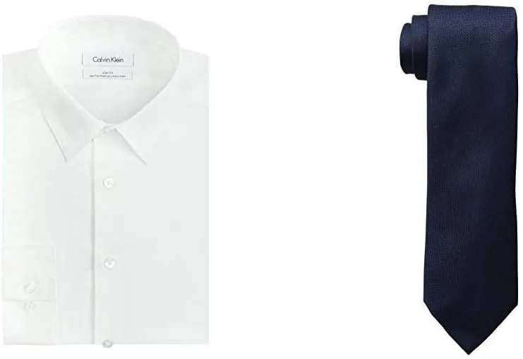 Calvin Klein Men's Dress Shirt Slim Fit Non-iron Herringbone