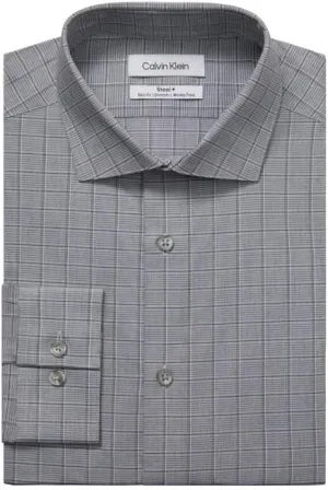 Calvin Klein Men's Dress Shirts Non Iron Stretch Regular Fit Check