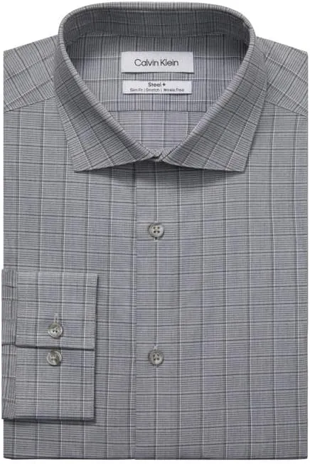 Calvin Klein Men's Dress Shirts Non Iron Stretch Regular Fit Check