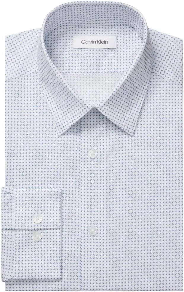 Calvin Klein Men's Dress Shirts Non Iron Stretch Regular Fit Print