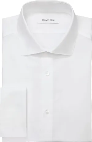 Calvin Klein Men's Non Iron Slim Fit French Cuff Dress Shirt, White, 17.5" Neck 32"-33" Sleeve
