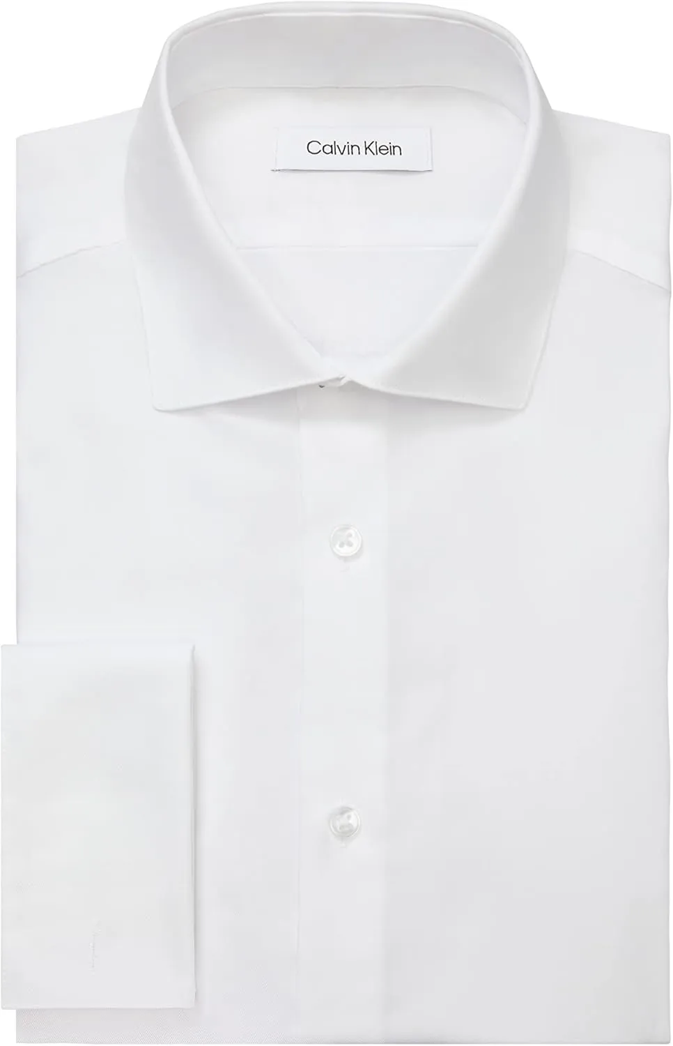 Calvin Klein Men's Non Iron Slim Fit French Cuff Dress Shirt, White, 17.5" Neck 32"-33" Sleeve