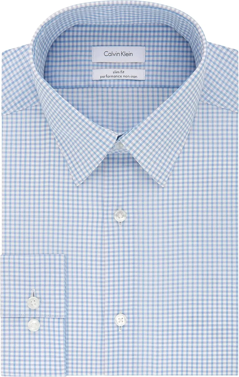 Calvin Klein Men's Non Iron Slim Fit Herringbone French Cuff Dress Shirt