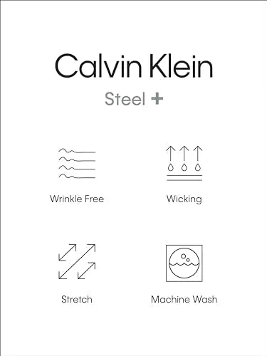 Calvin Klein Men's Non Iron Stretch Slim Fit Unsolid Solid Dress Shirt Shirt, White, 18.5" Neck 34-35" Sleeve