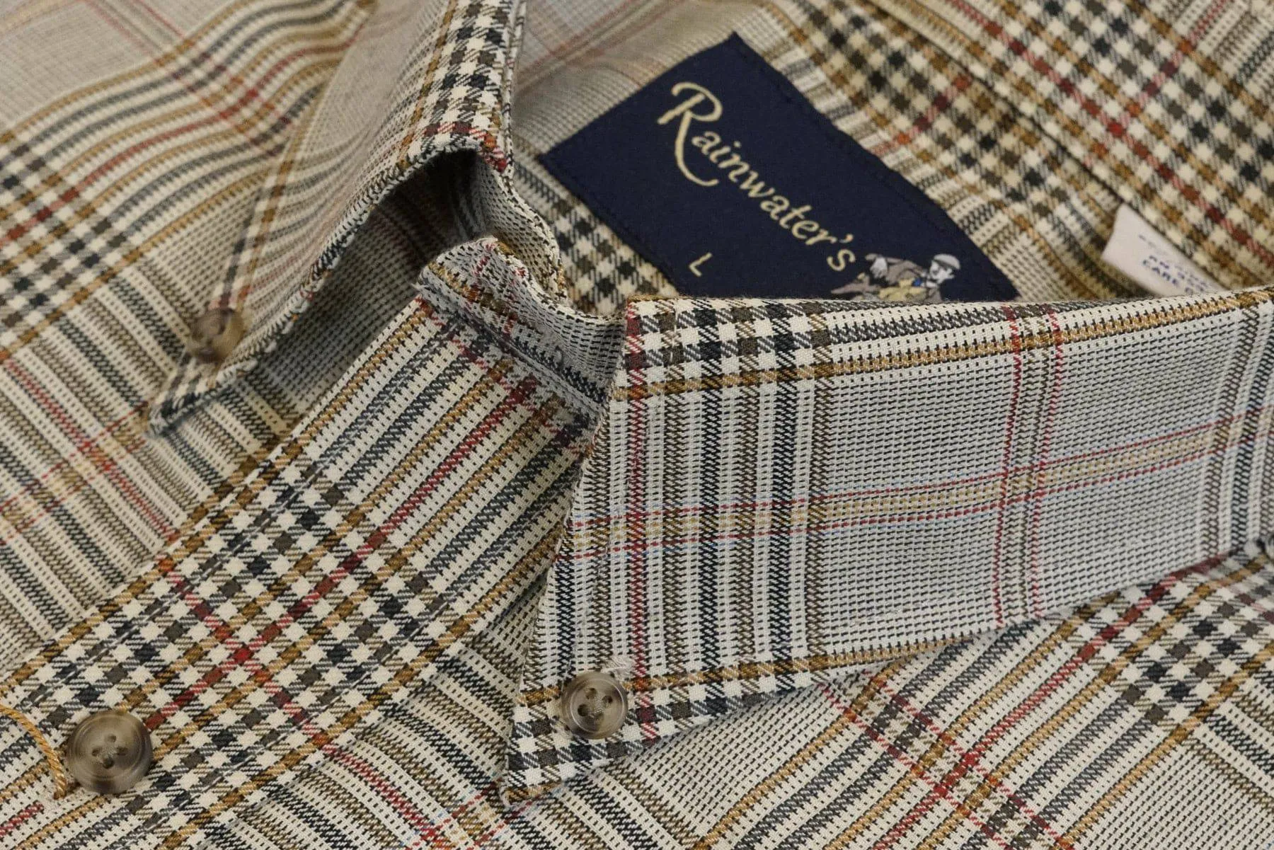 Camel Brown and Forest Plaid Button Down in Cotton & Wool by Rainwater's