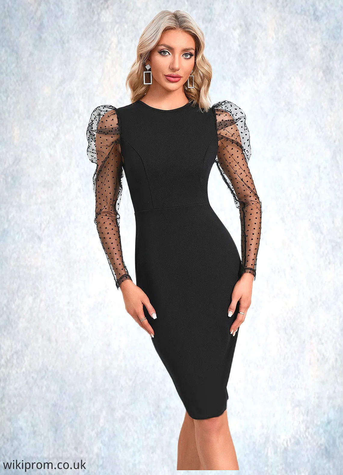 Cameron Jacquard Scoop Elegant Sheath/Column Polyester Mini Dresses SWKP0022516