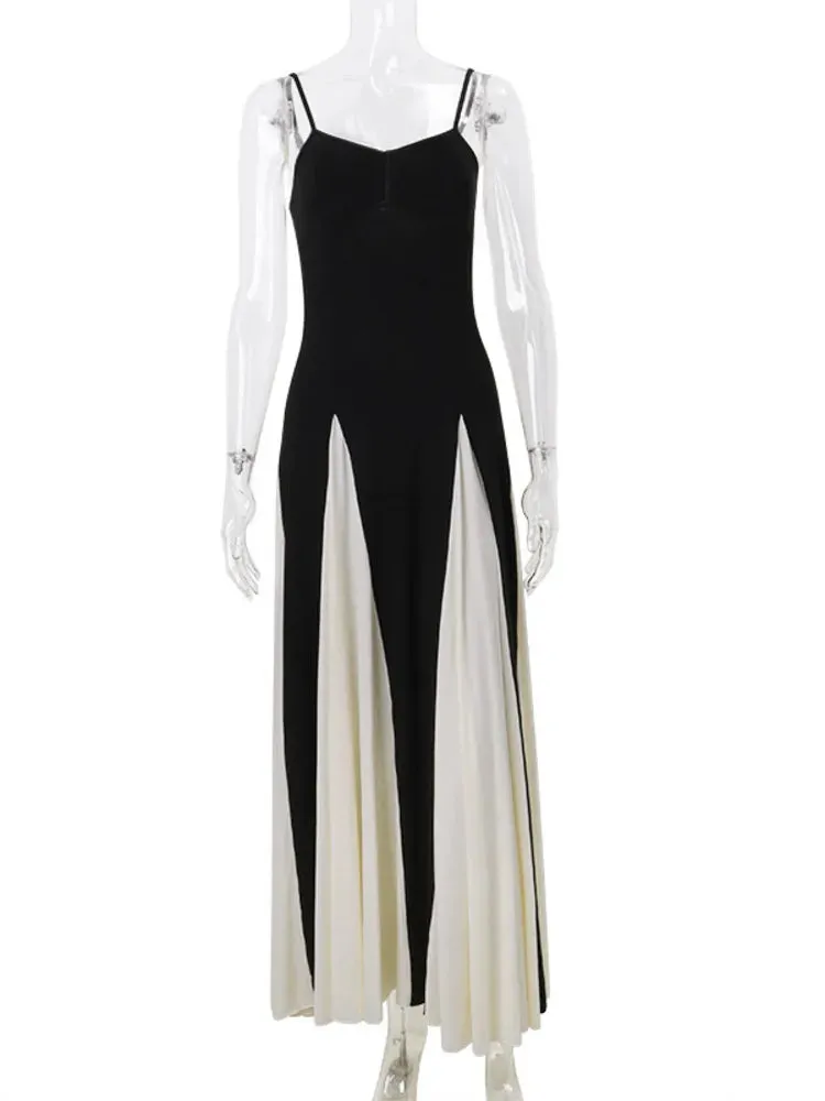 Cami Maxi Women's Summer Cocktail Dress in Contrast Pleated Tones