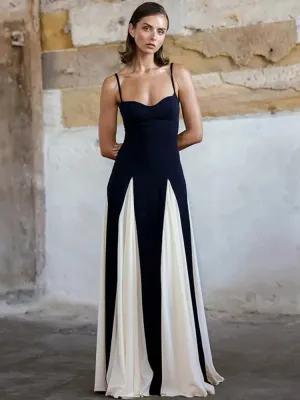 Cami Maxi Women's Summer Cocktail Dress in Contrast Pleated Tones
