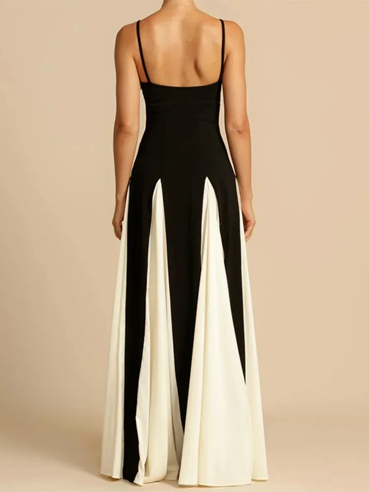 Cami Maxi Women's Summer Cocktail Dress in Contrast Pleated Tones
