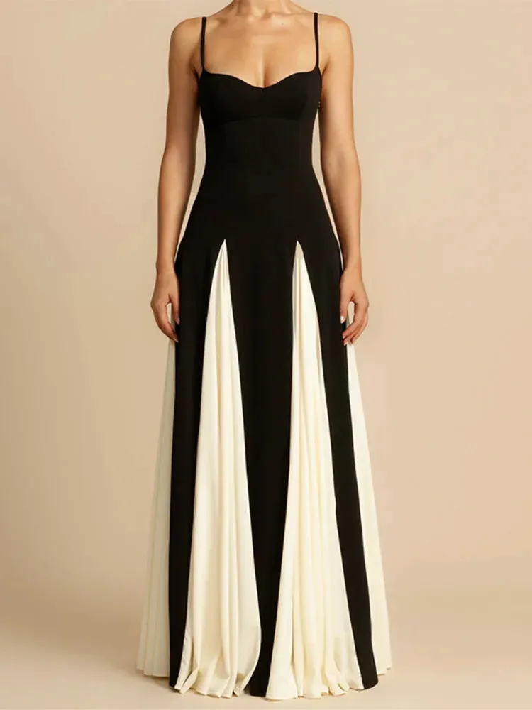 Cami Maxi Women's Summer Cocktail Dress in Contrast Pleated Tones