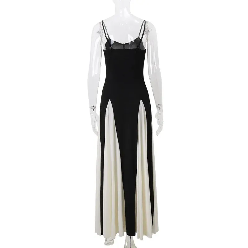 Cami Maxi Women's Summer Cocktail Dress in Contrast Pleated Tones