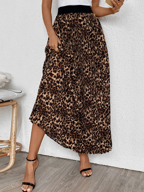 CAMIE Leopard Pleated Skirt