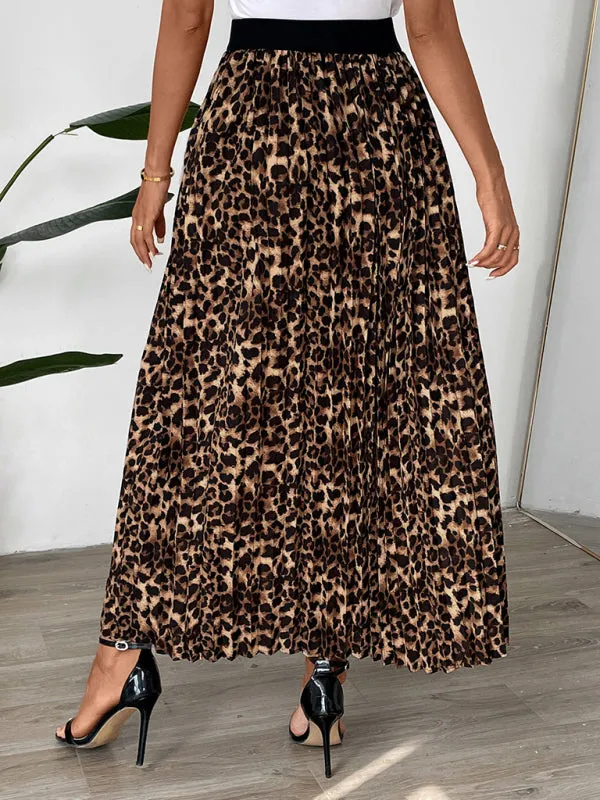 CAMIE Leopard Pleated Skirt