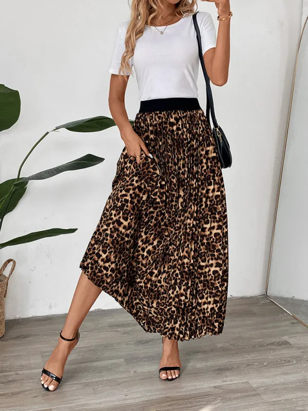 CAMIE Leopard Pleated Skirt
