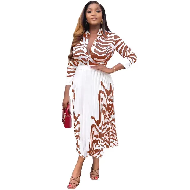Camila Short Skirt Sets For Women Brown|Black