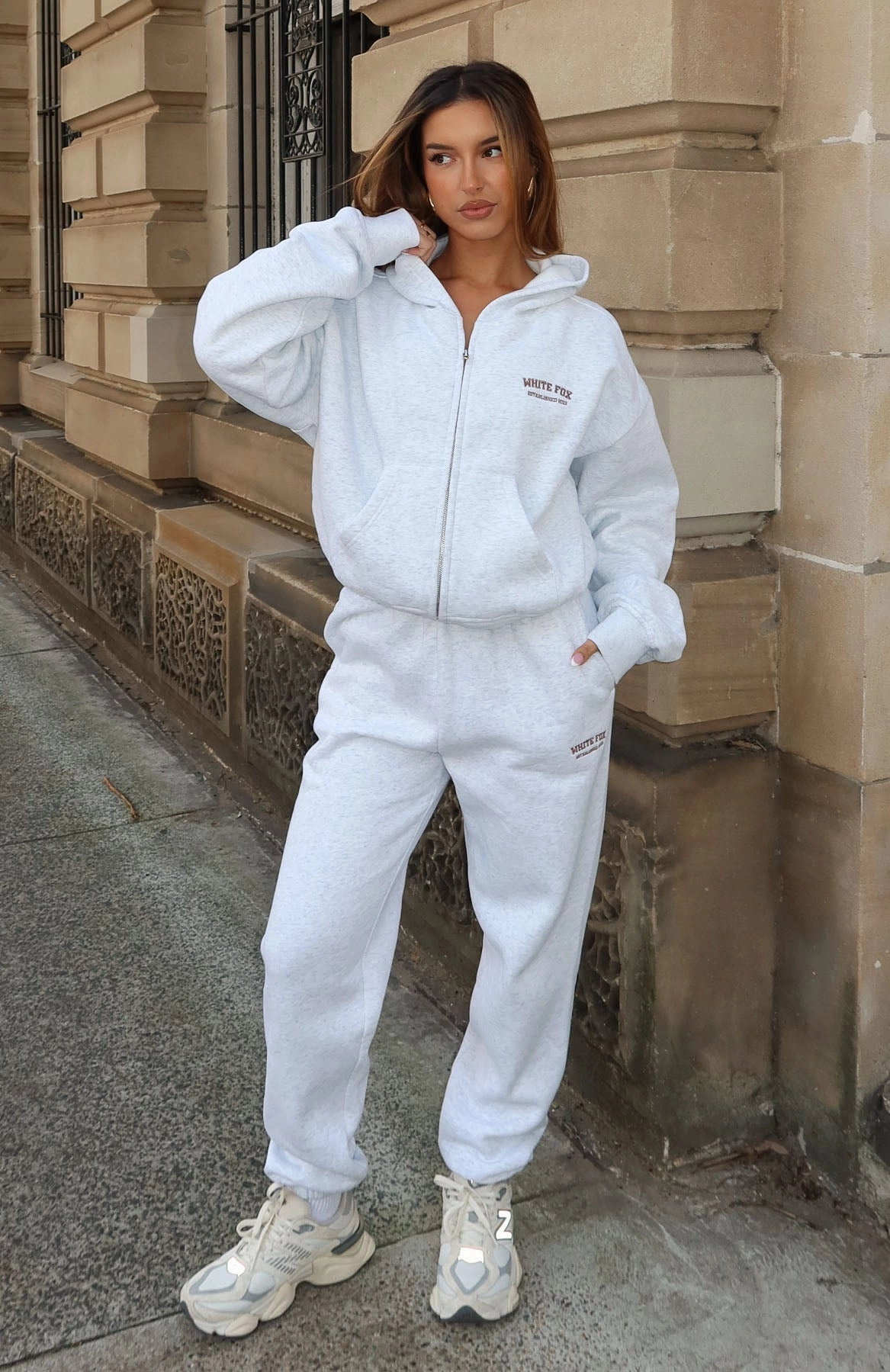 Can't Miss It Sweatpants Grey Marle/Rose Gold FrictionReduced Sleeve Construction Stretch Waistband Design