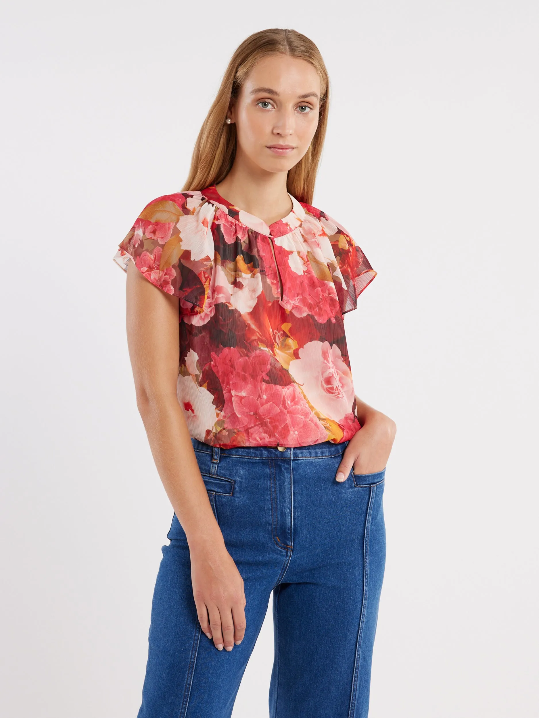 Canvas Bloom Blouse Flexible Cuffs