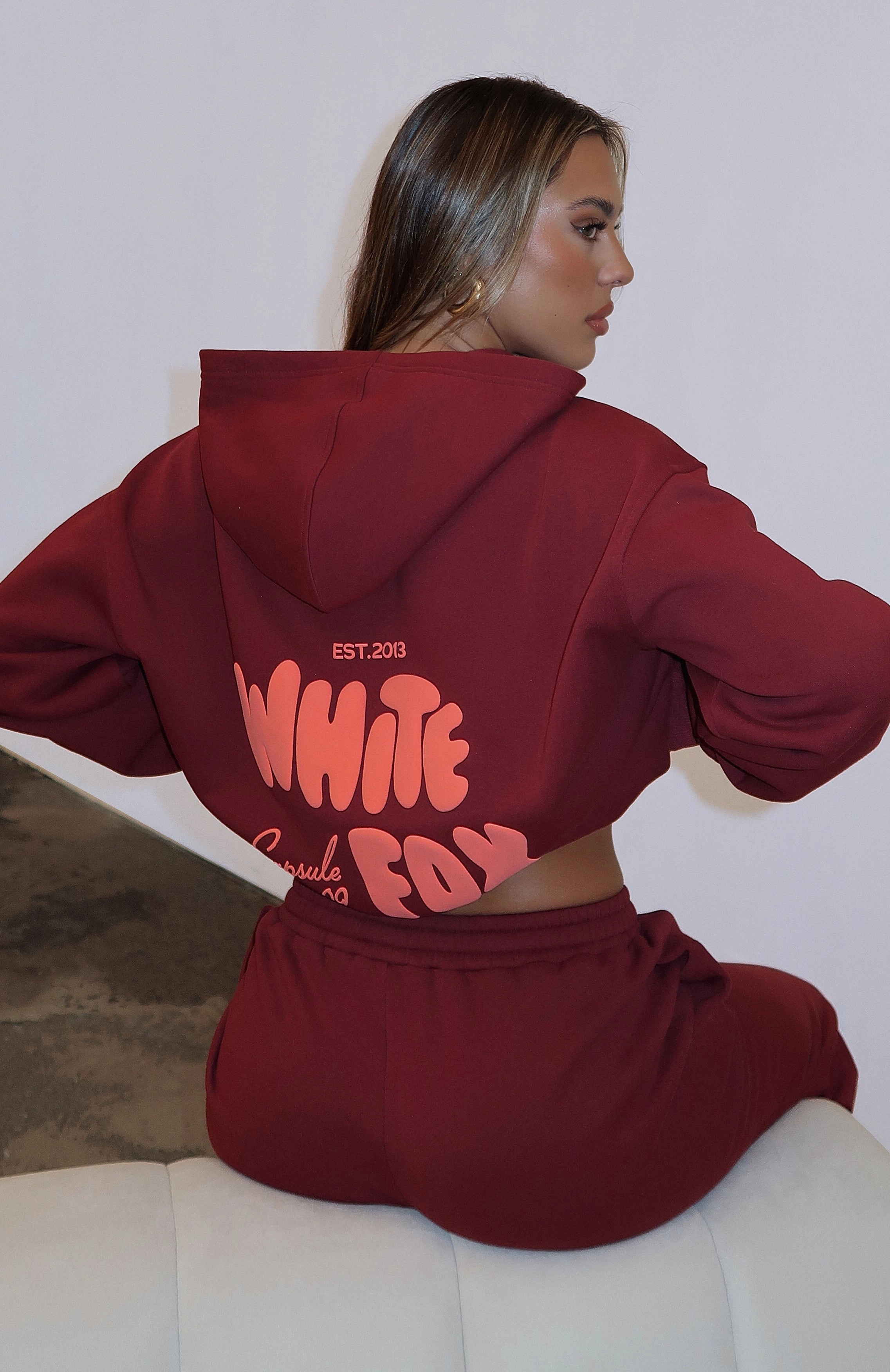 Capsule 9 Star Of The Moment Oversized Hoodie Burgundy Drop Shoulder Cut