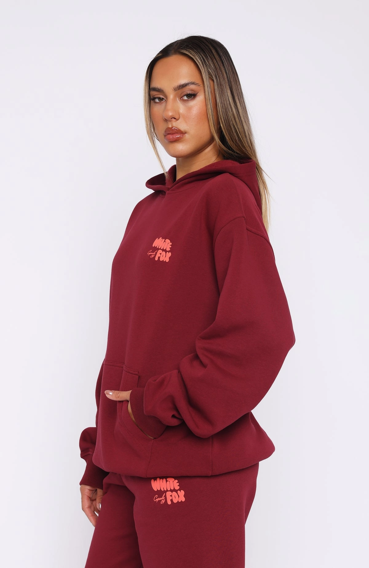 Capsule 9 Star Of The Moment Oversized Hoodie Burgundy Fresh Look Simple Layered