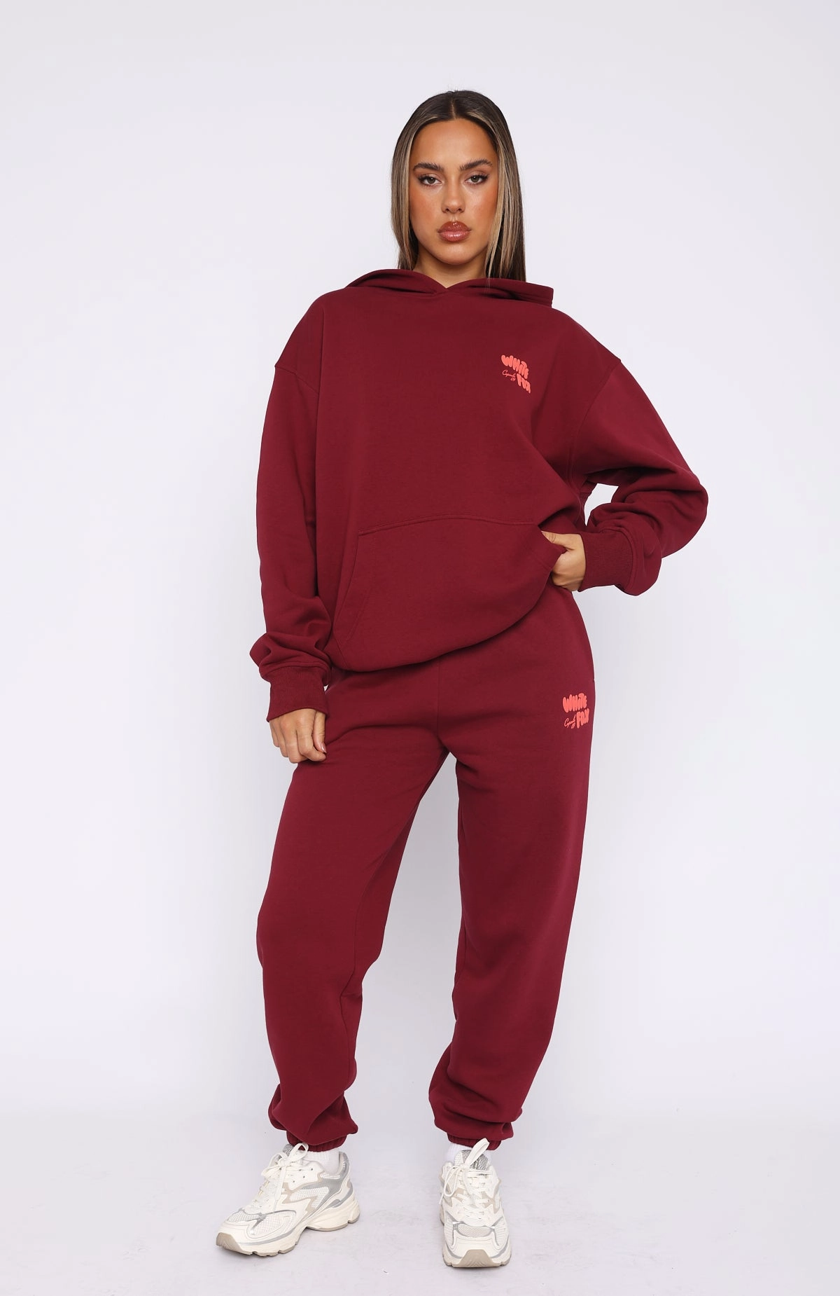 Capsule 9 Star Of The Moment Sweatpants Burgundy All Fit Look Layered Knit Structure