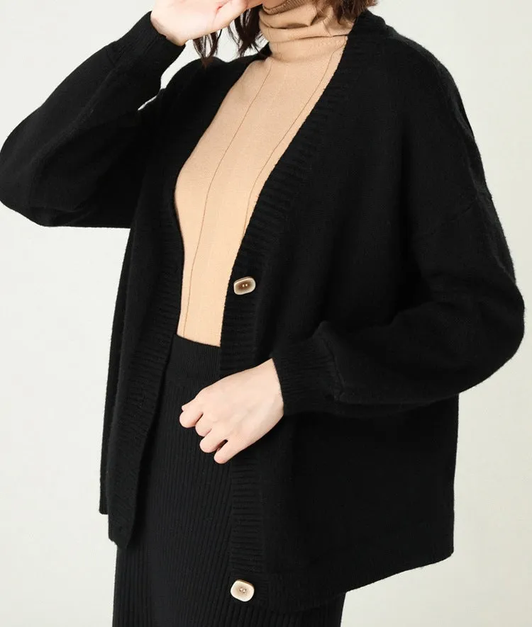 Cardigan Women Short Petite Sweater Loose V-Neck Single-Breasted Lazy Outerwear
