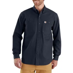 CARHARTT RUGGED FLEX RIGBY LONG SLEEVE WORK SHIRT NAVY 103321