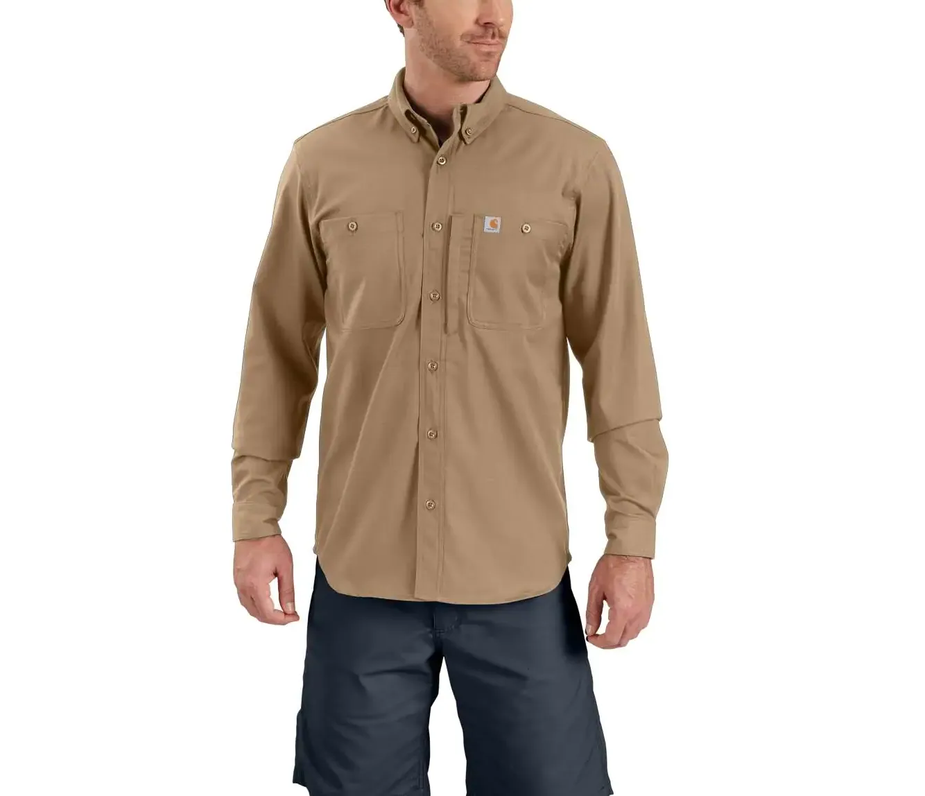 CARHARTT RUGGED PROFESSIONAL SERIES MEN'S LONG-SLEEVE SHIRT DARK KHAKI 102538