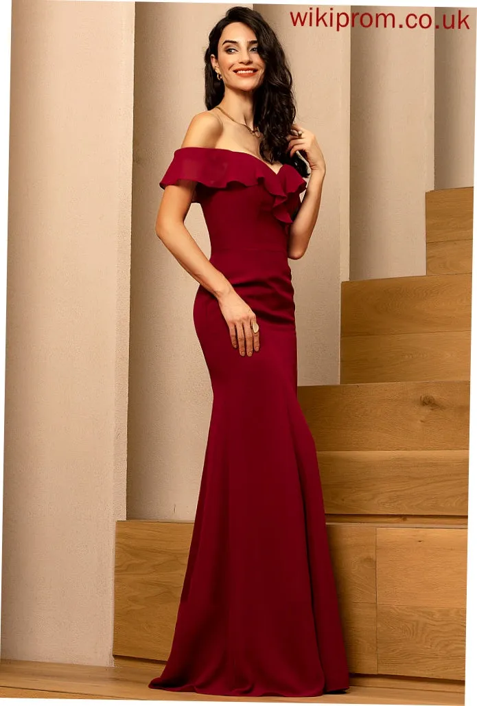 CascadingRuffles Off-the-Shoulder Floor-Length Embellishment Silhouette Fabric SplitFront Sheath/Column Length Neckline Aurora Scoop Bridesmaid Dresses
