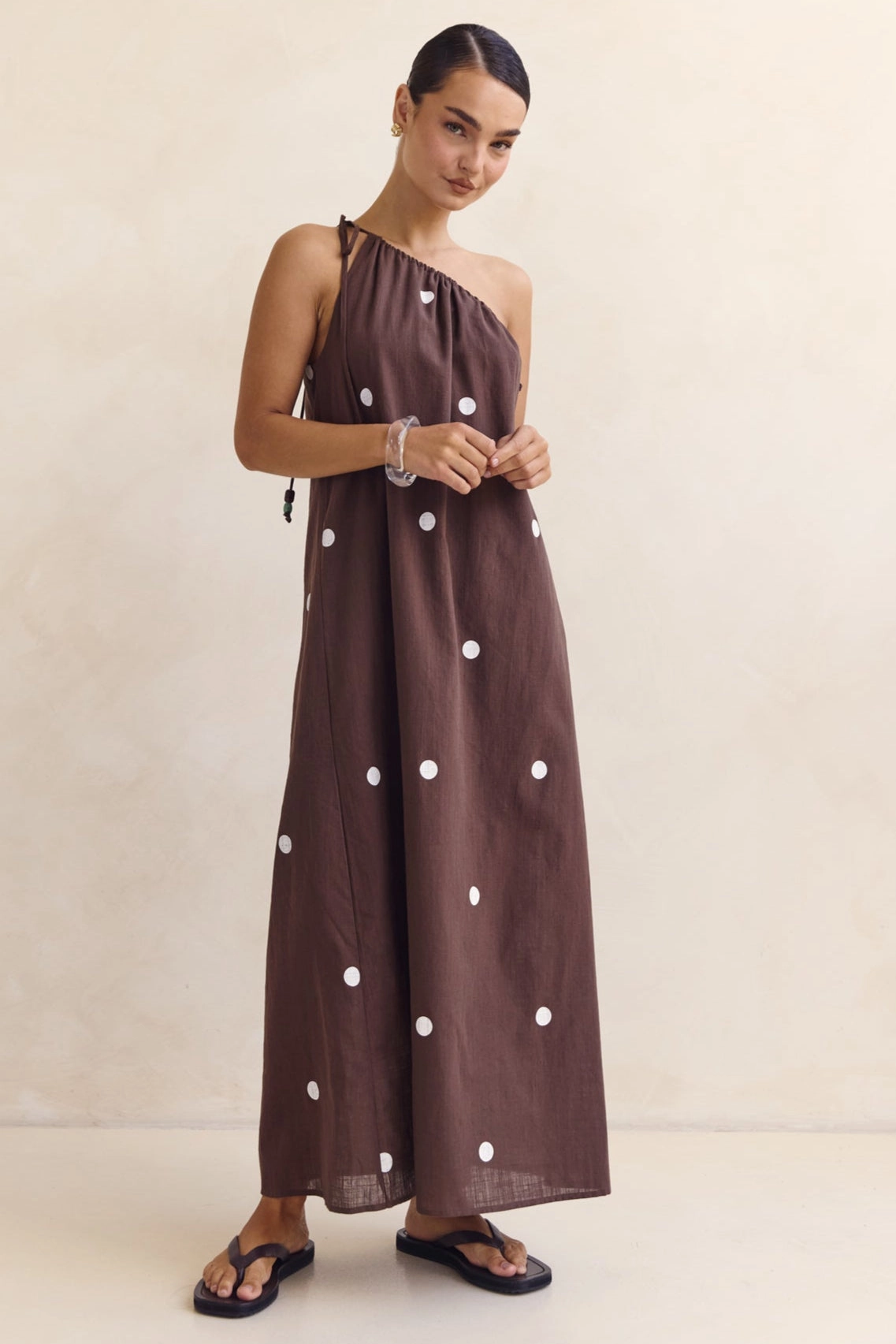 Cassian Maxi Dress (Chocolate) light layering