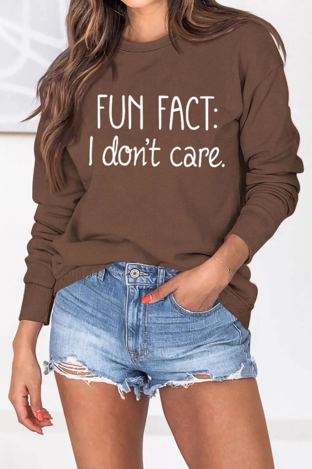 Casual Crew Neck Letter Print Long Sleeve Sweatshirt