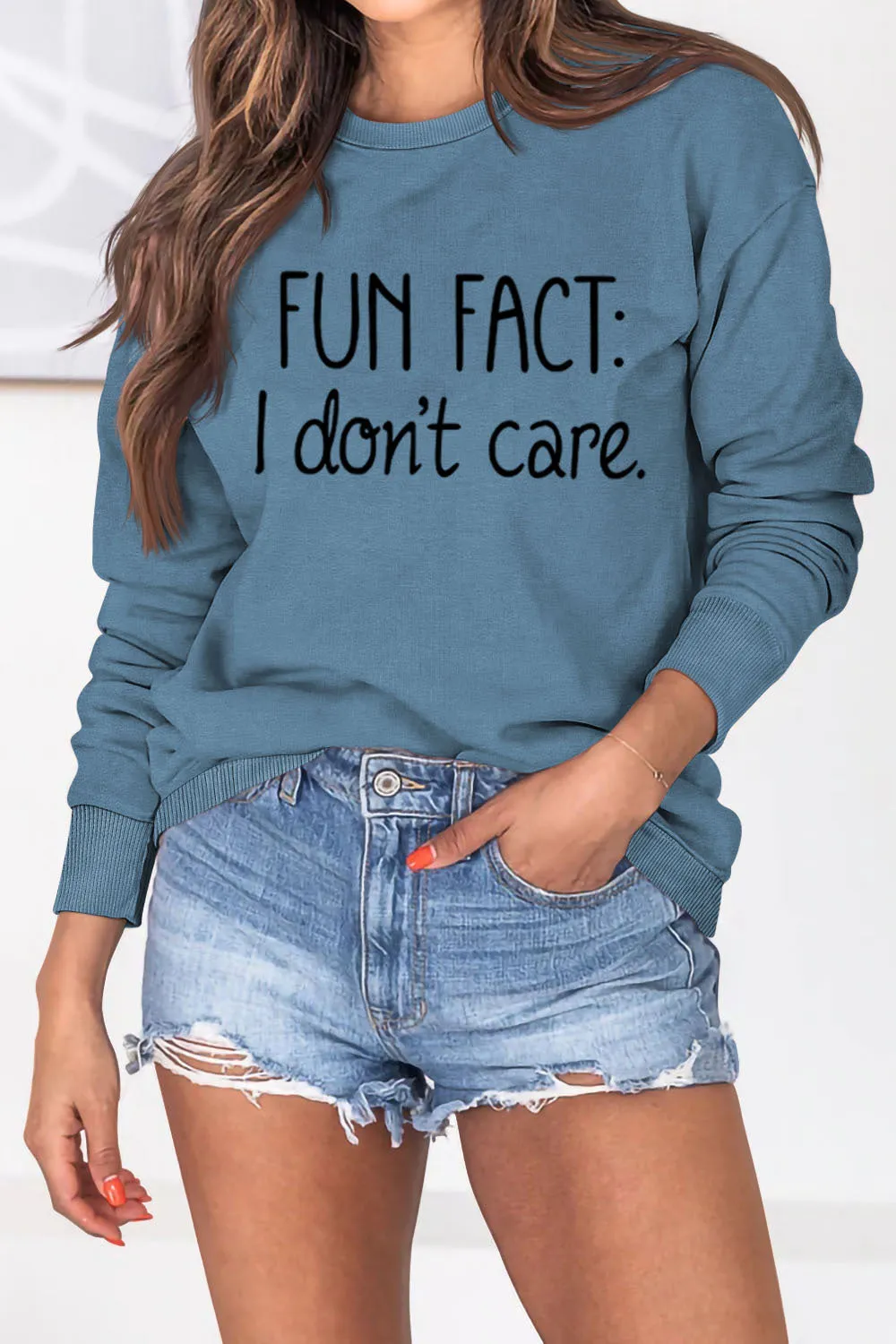 Casual Crew Neck Letter Print Long Sleeve Sweatshirt