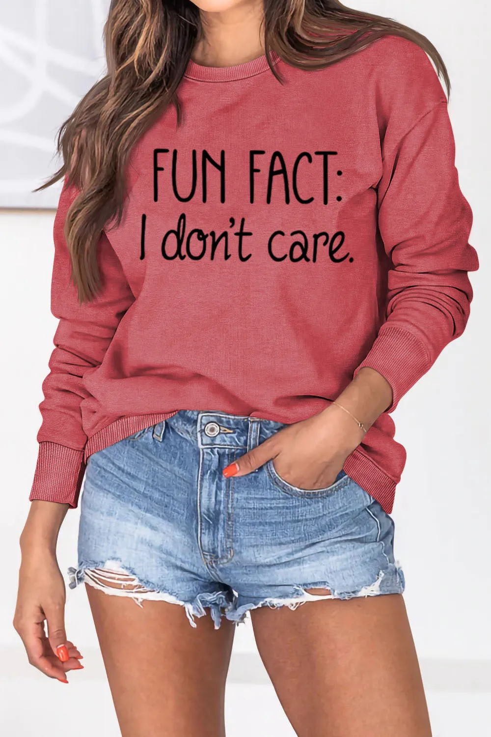 Casual Crew Neck Letter Print Long Sleeve Sweatshirt