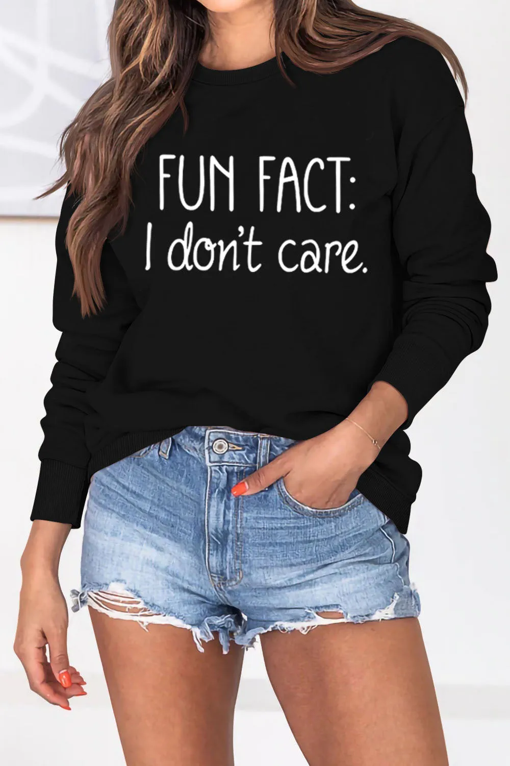 Casual Crew Neck Letter Print Long Sleeve Sweatshirt
