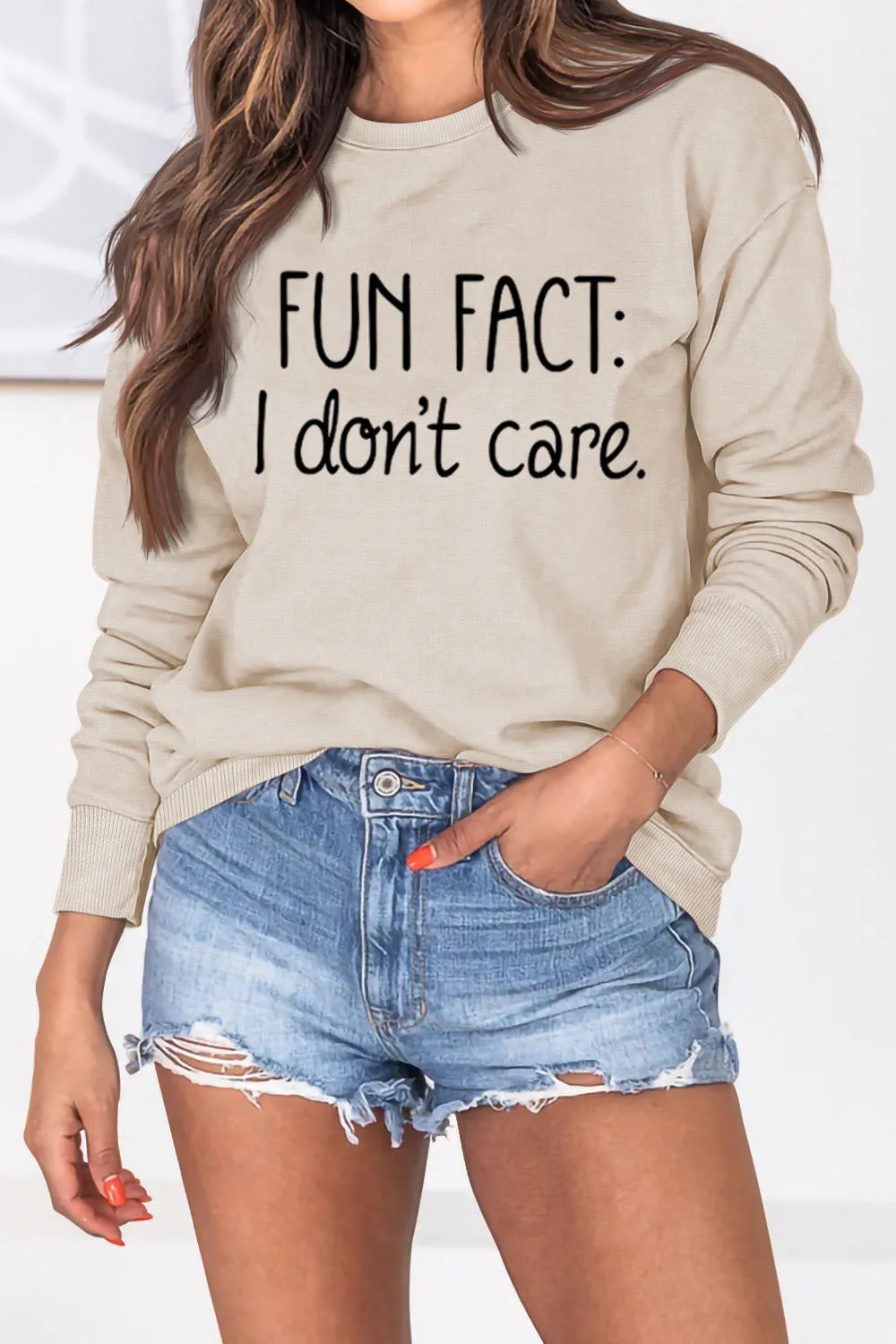 Casual Crew Neck Letter Print Long Sleeve Sweatshirt