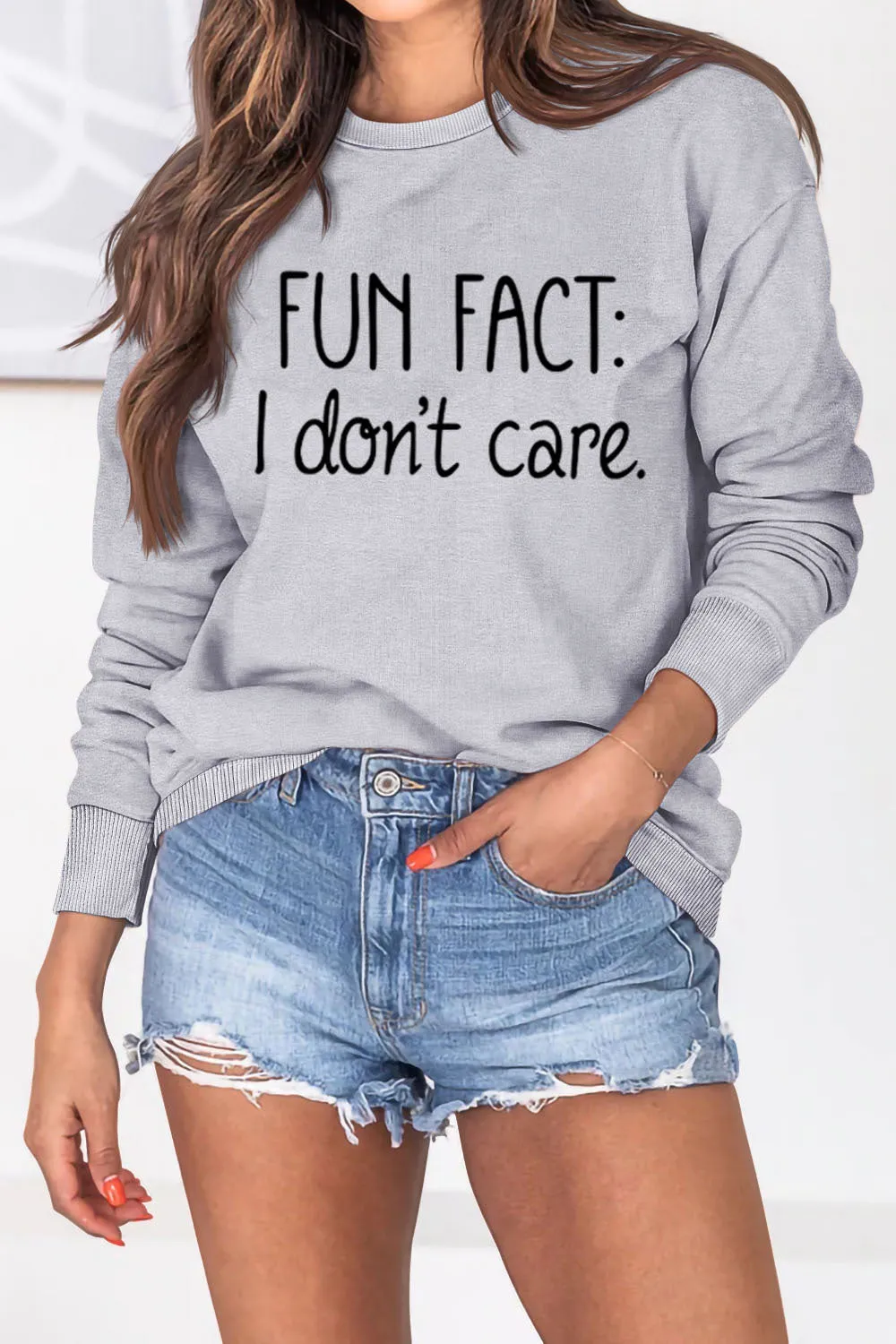 Casual Crew Neck Letter Print Long Sleeve Sweatshirt