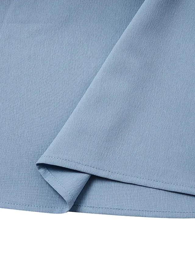 Casual Shift Short Sleeve Pure Color Loose Fit Midi Dress