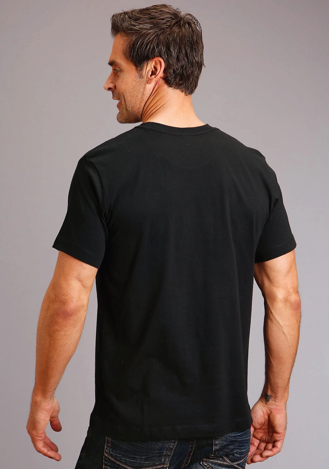 Stetson Mens Black 100% Cotton The Boss S/S Raw Edge T-Shirt Breathable mesh Cozy Option