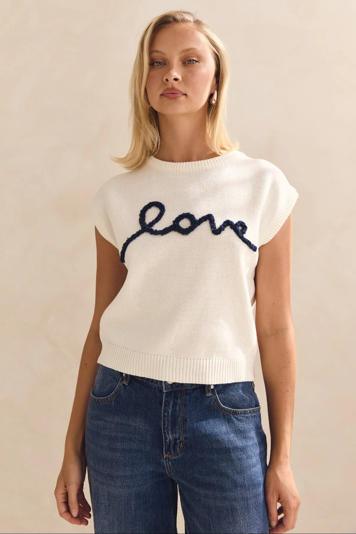 Caterina Knit Top (Cream) Thermal Regulating Design