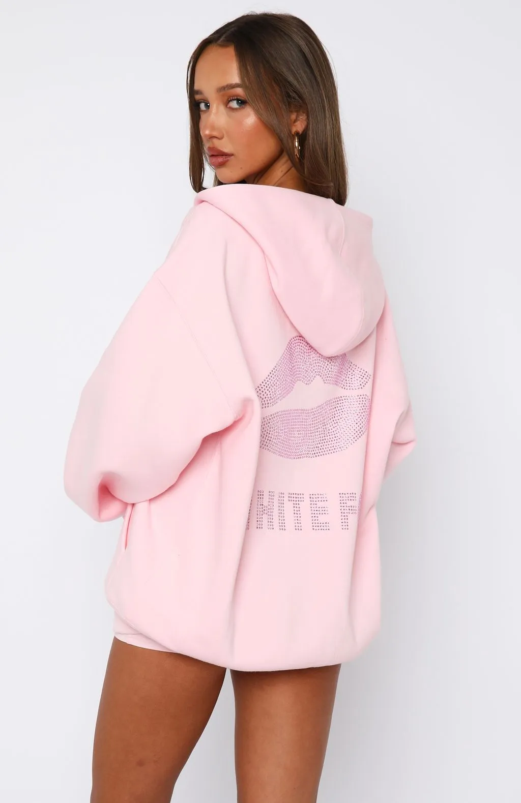 Celebrating Love Zip Front Hoodie Pink Street Casual