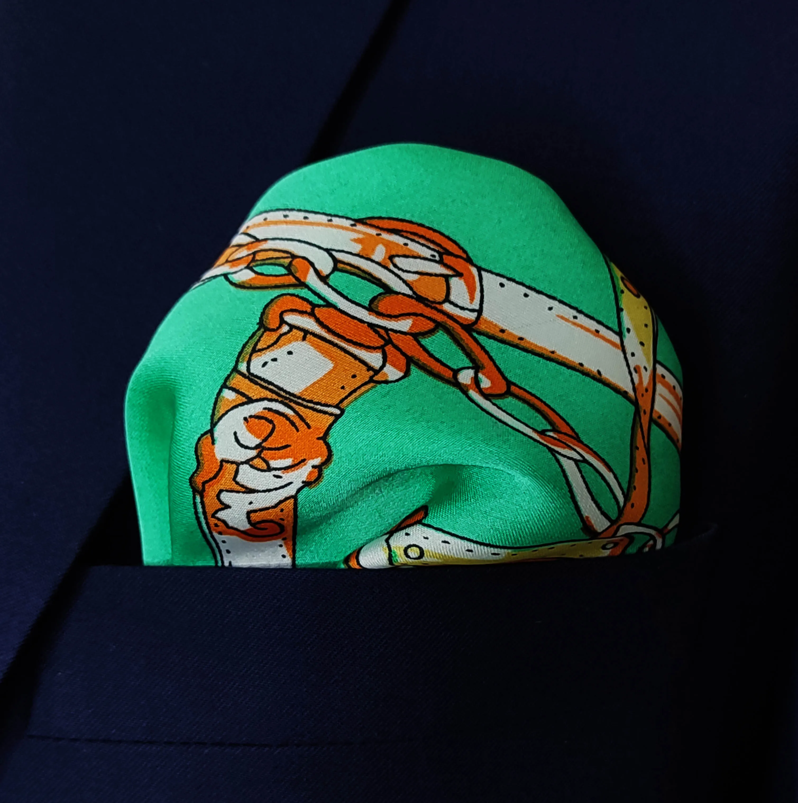 Chains and Straps (SEA GREEN) - Silk Pocket Squares