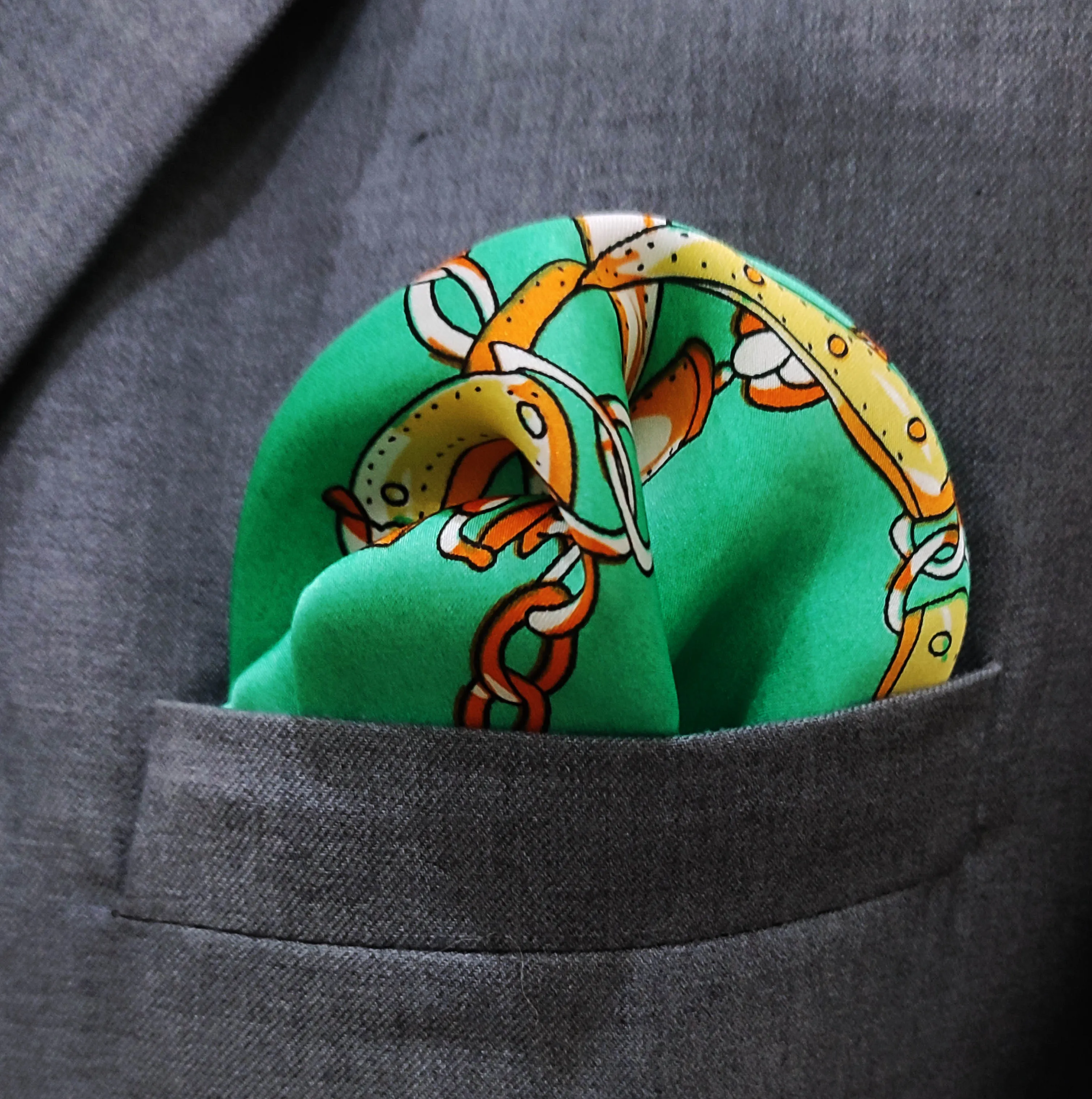 Chains and Straps (SEA GREEN) - Silk Pocket Squares