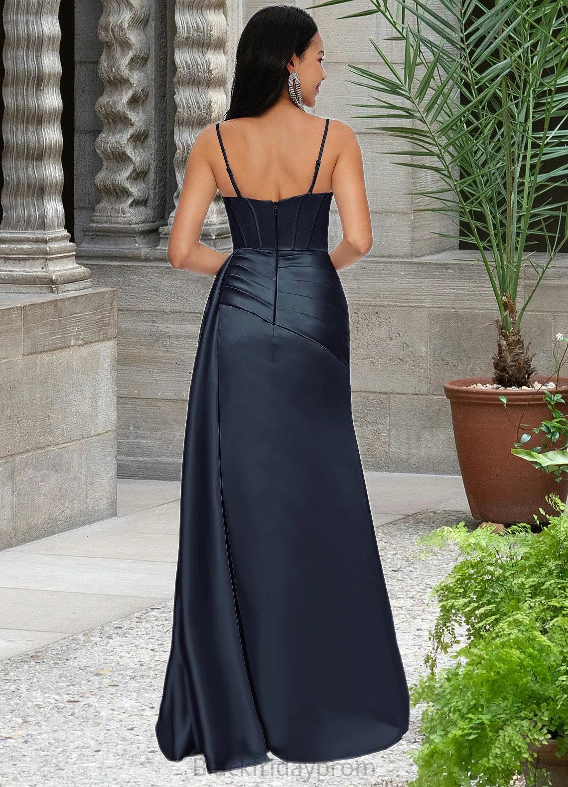 Chanel Sheath/Column Scoop Floor-Length Satin Prom Dresses BF2P0022196